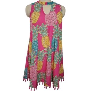 Simply Southern Pineapple Tassel Mini Dress Size Small